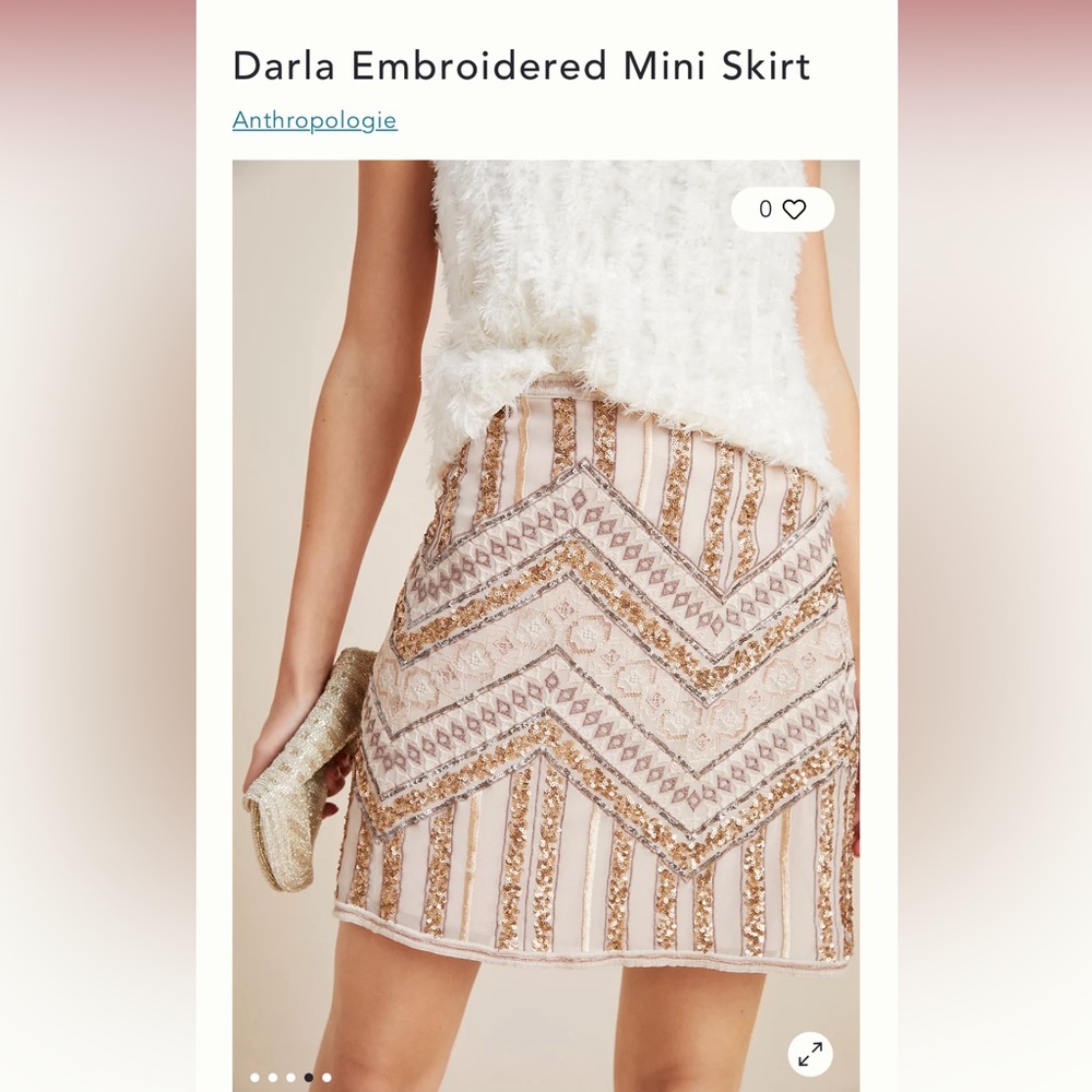 NWT SOLD OUT Darla Embroidered Sequin Mini Skirt by Anthropology Size 12